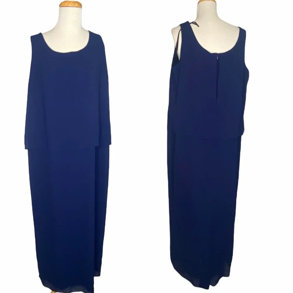 VNTG Ursula of Switzerland Blue Chiffon Dress & Jacket Set Mother of the Bride - Picture 5 of 16